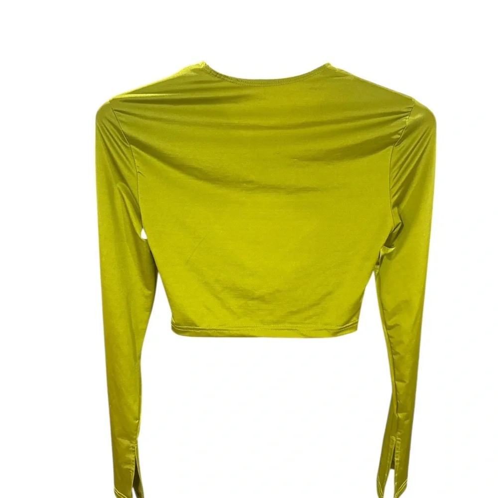 SHEIN Lime Green Long Sleeve Crop Top - Picture 3 of 3